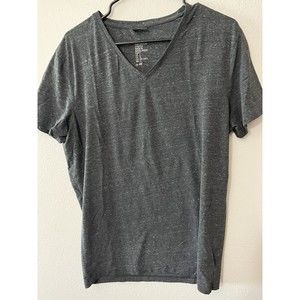 H&M Basic Organic Men Short Sleeve V Neck T Shirt Military Gray L